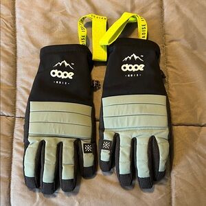 DOPE Winter Gloves with Green and Black Accents